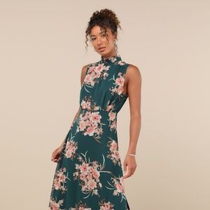 Lulu's Floral Maxi Dress in Teal and Pink